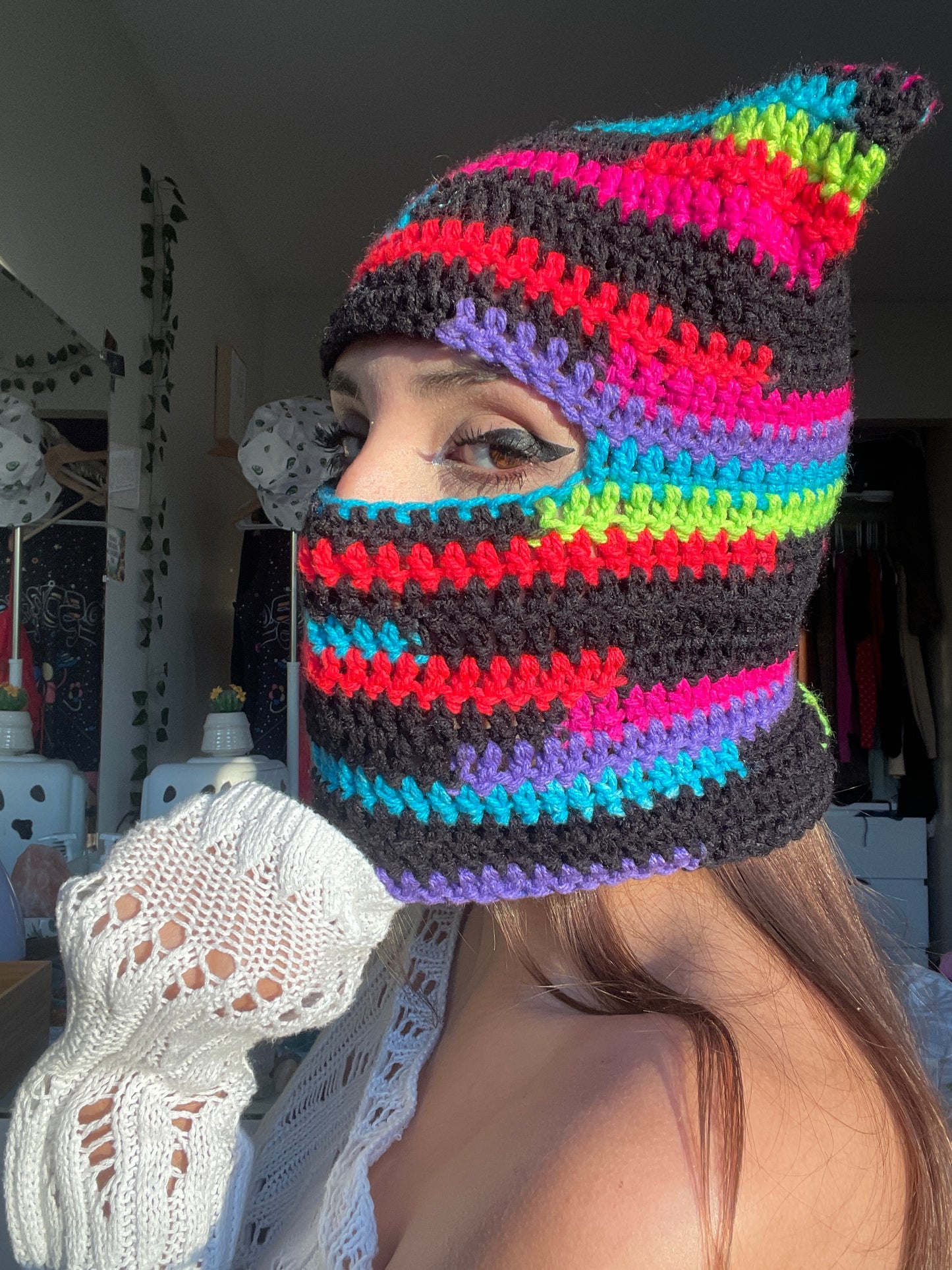 Neon Lights Kitty Ear Balaclava