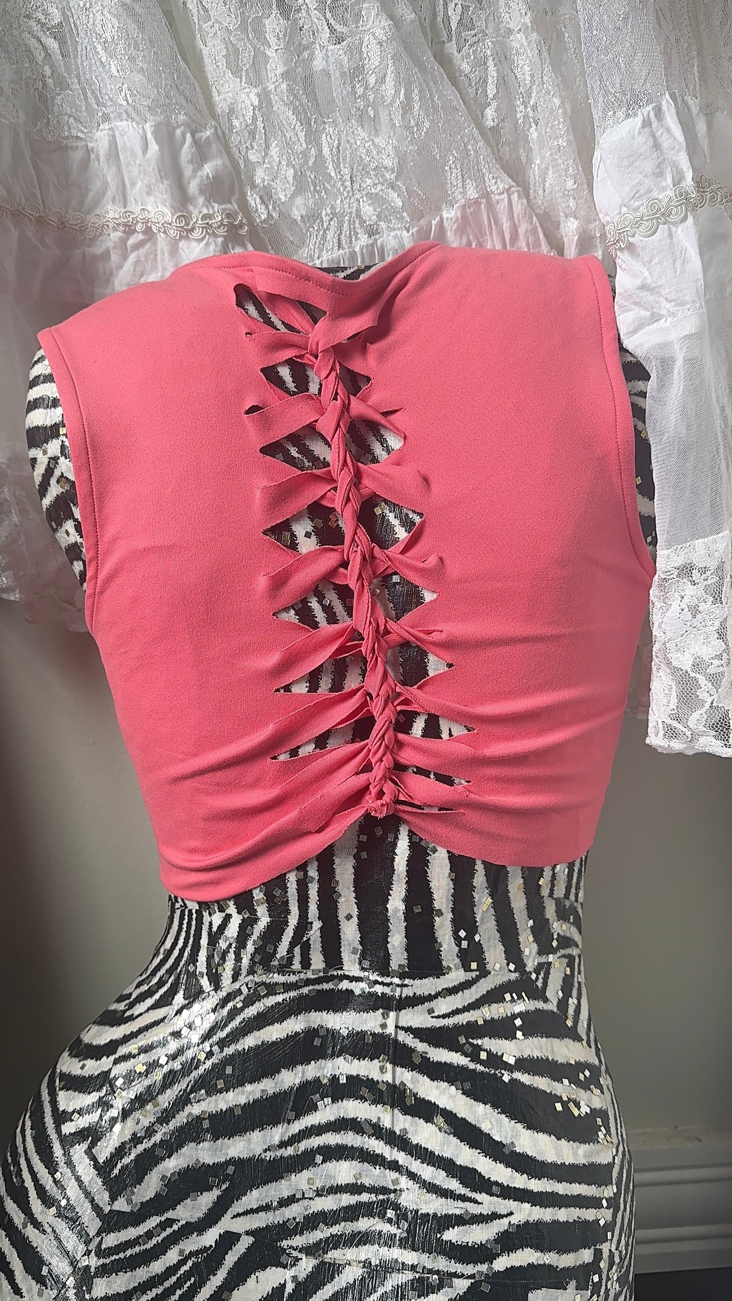 Coral Fae Slit Weave Tank