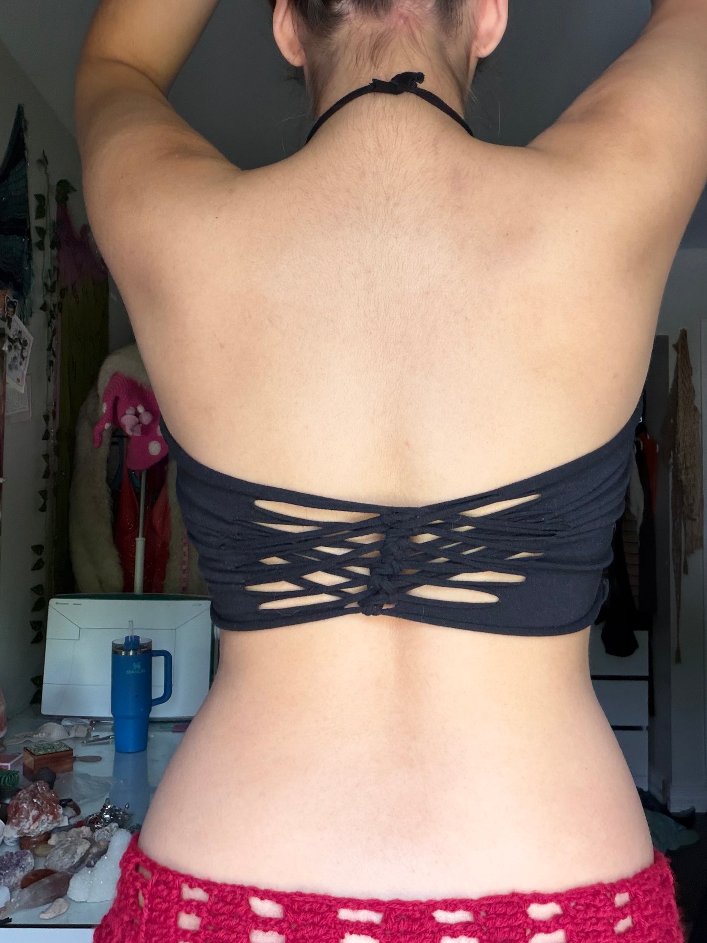 slit weave halter top