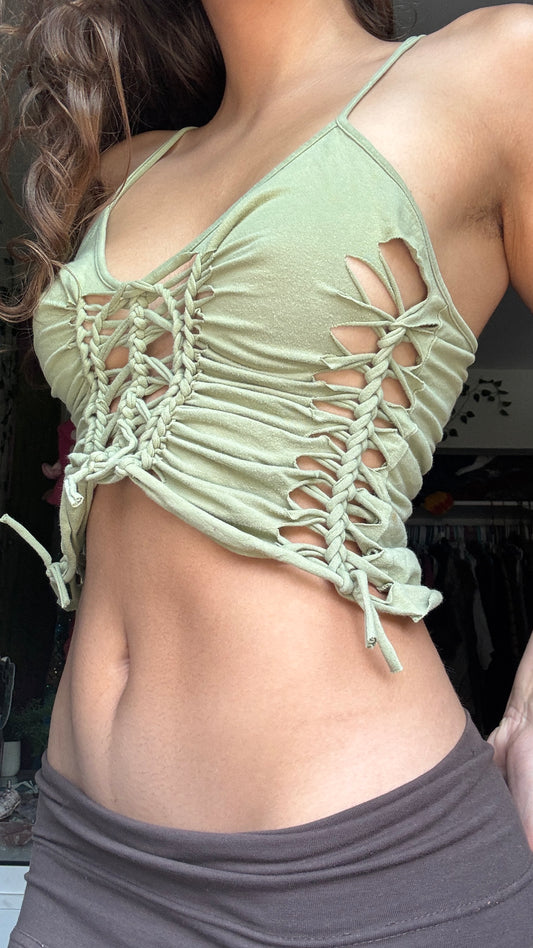Slit Weave Melon Tank Top