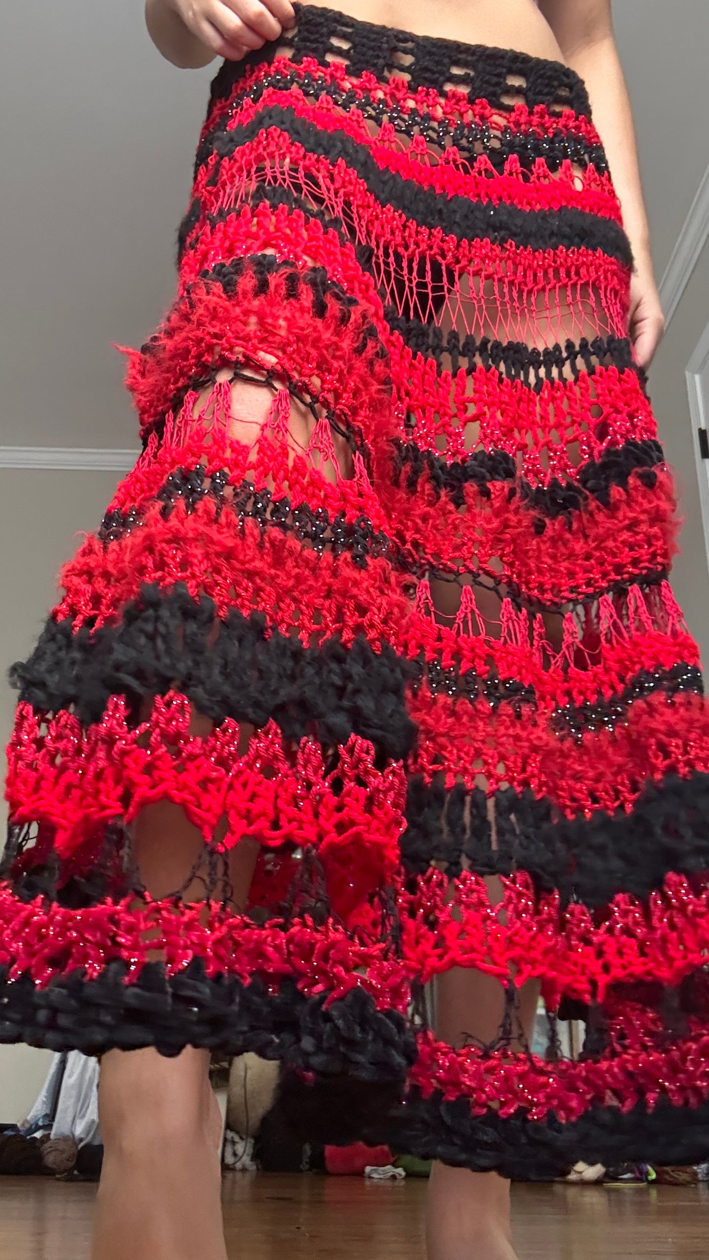 Crochet Maxi skirt + Slit Weave Tank Set