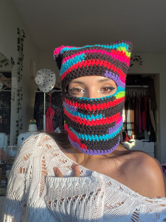Neon Lights Kitty Ear Balaclava