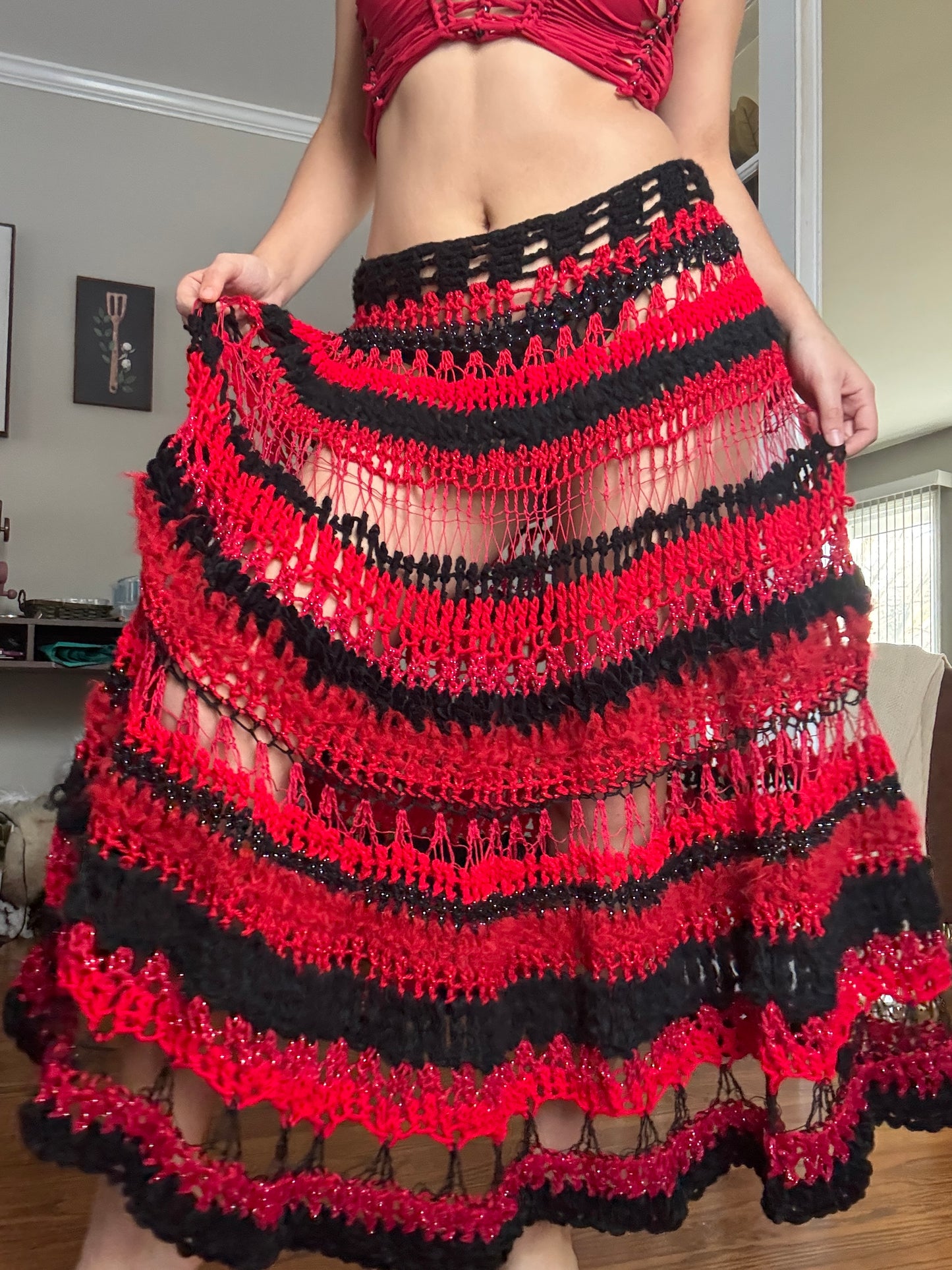 Crochet Maxi skirt + Slit Weave Tank Set