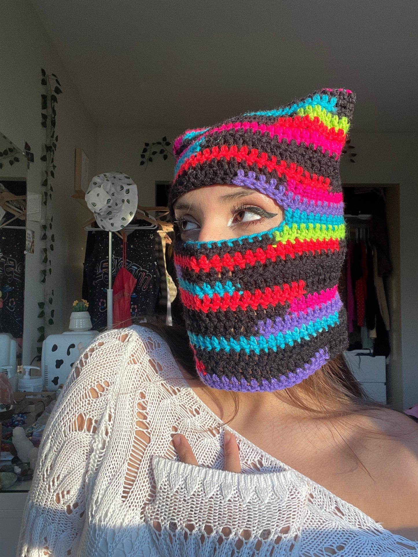 Neon Lights Kitty Ear Balaclava