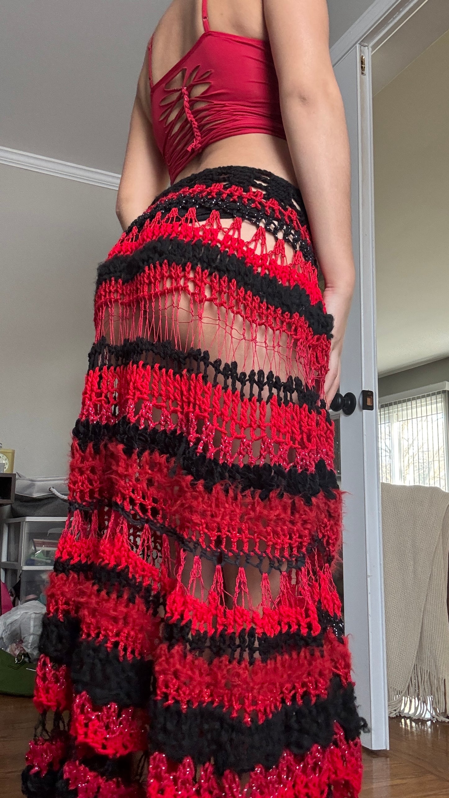 Crochet Maxi skirt + Slit Weave Tank Set