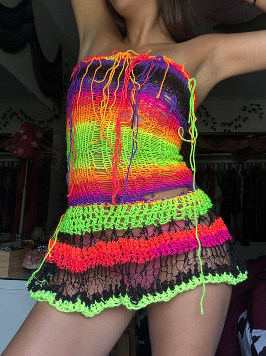 Rainbow Kitty Knit x Crochet Dress