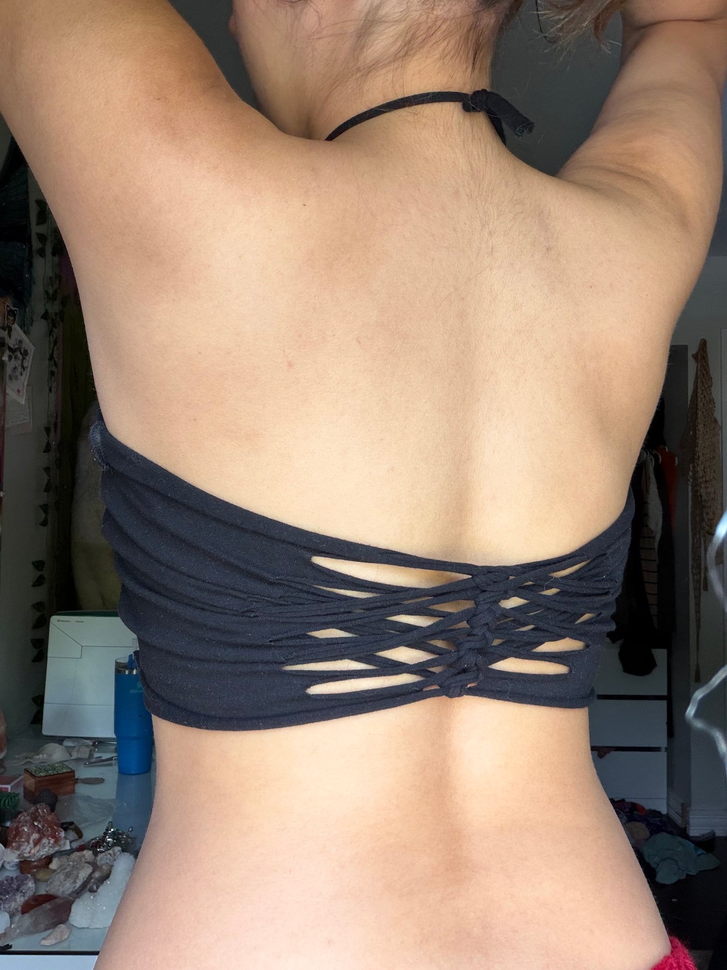 slit weave halter top